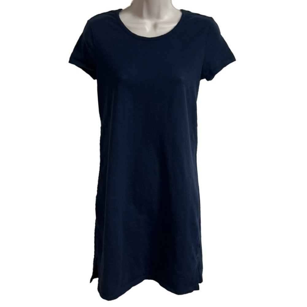 GAP Short Sleeve Pullover Scoop Neck T Shirt Dress Navy Blue Pullover Cotton XS